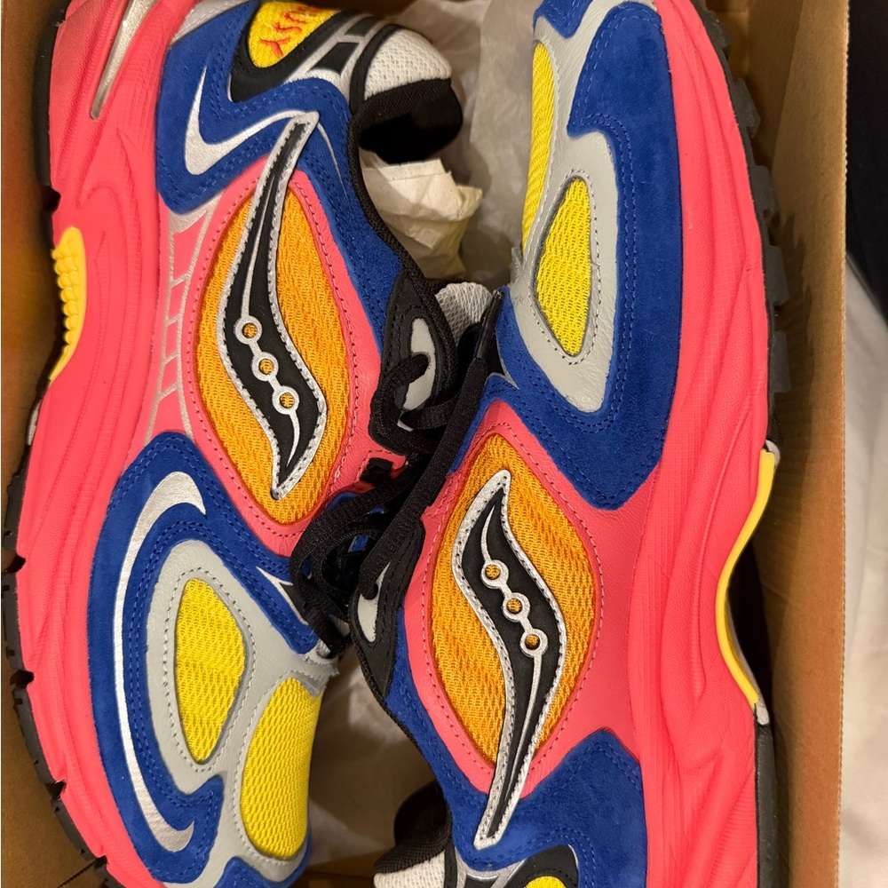 Saucony x Jae Tips Jazz 9 Sneakers - Blue/Yellow/Orange/Pink - Picture 5 of 11